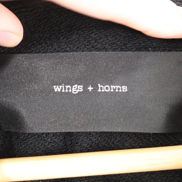 Wings + Horns 1/2 Zip Slim Fit Pullover Hoodie Black Men's Size Small Sweatshirt - Picture 6 of 8